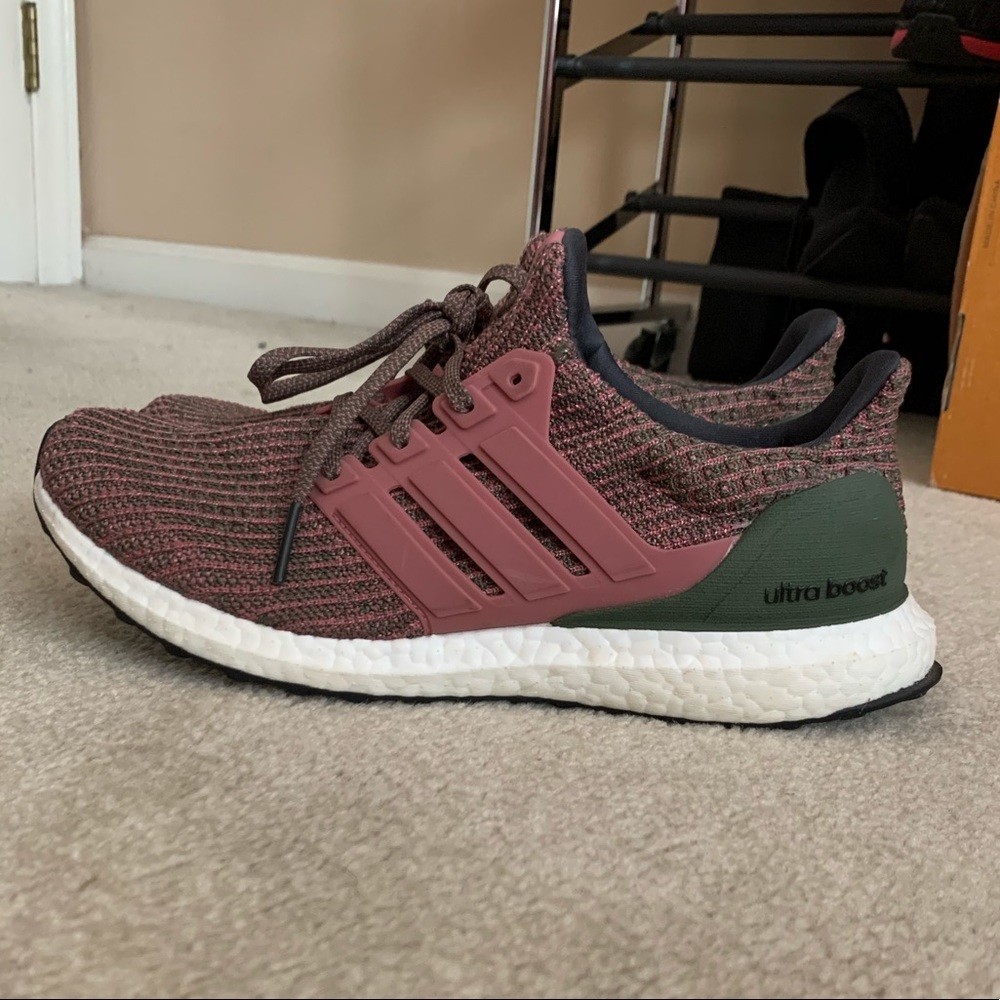 Olive and Pink Adidas Ultraboost sneakers - Size 9
